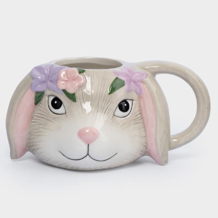 Кружка Anna Lafarg Пасха Натуральная Кролик с цветами 520мл