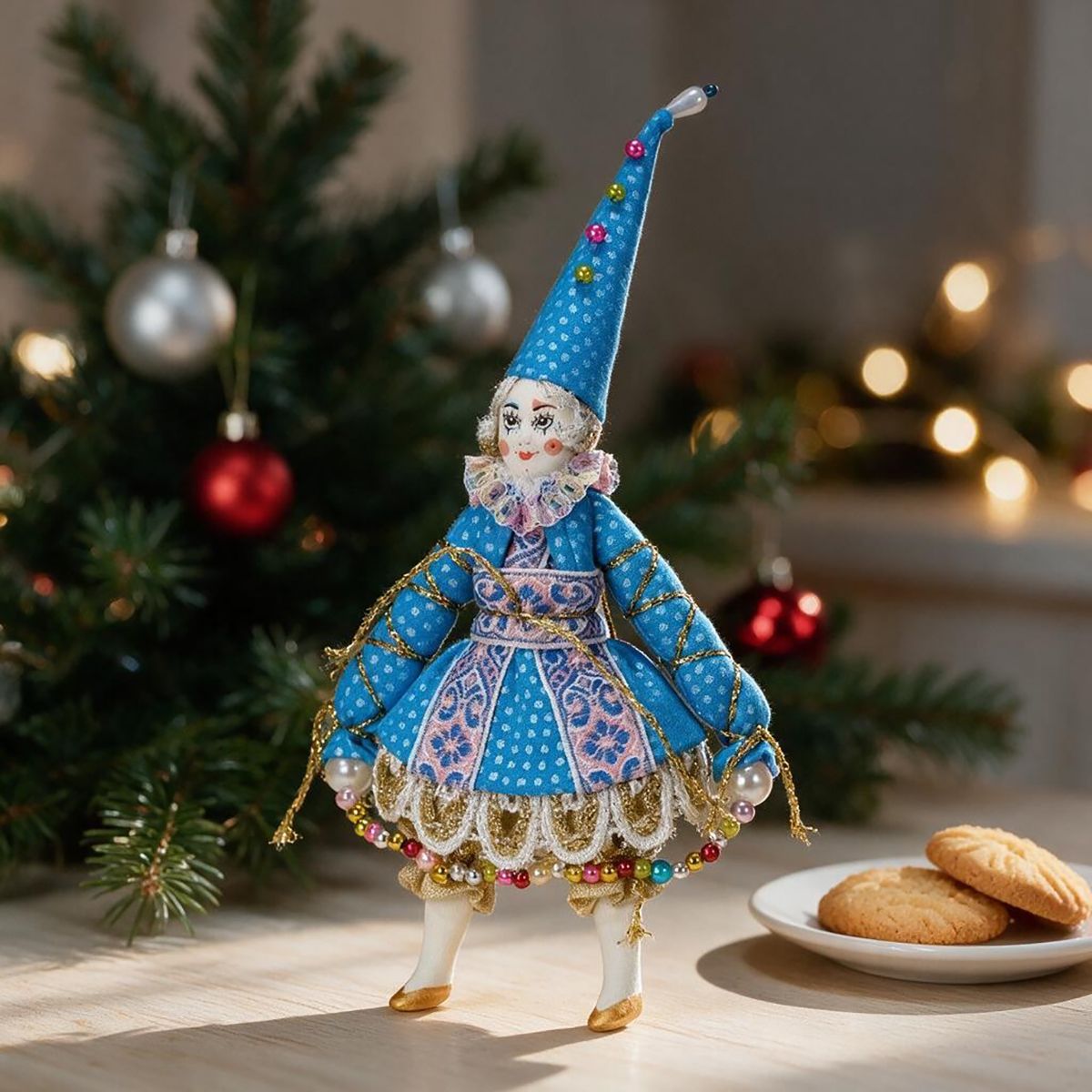 Елочная игрушка Мануфактура подарков Клоунесса в голубом