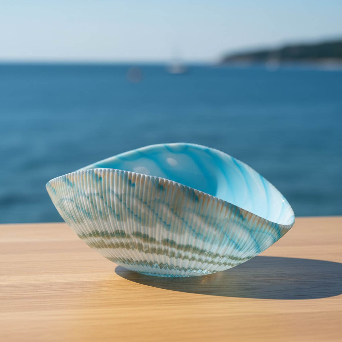 

Блюдо декоративное малое Yalos Shell, слоновая кость с бирюзовым