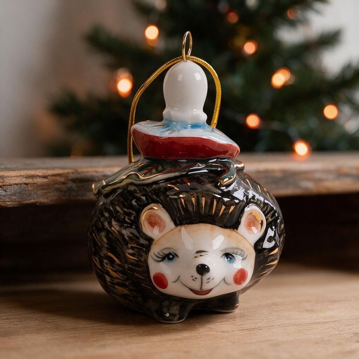 Елочная игрушка Лефортовский фарфор Ежик