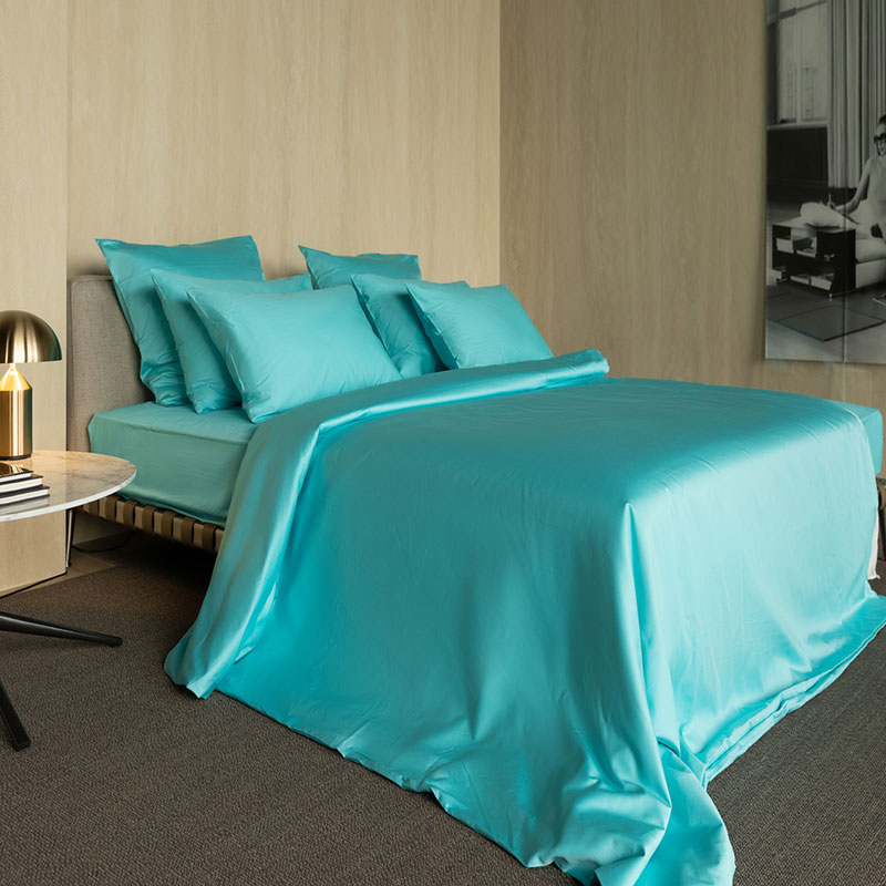 Простыня на резинке 2-спальная Mollen Total Look светло-бирюзовая 180x200x30см простыня de luxe голубой р 2 0 сп