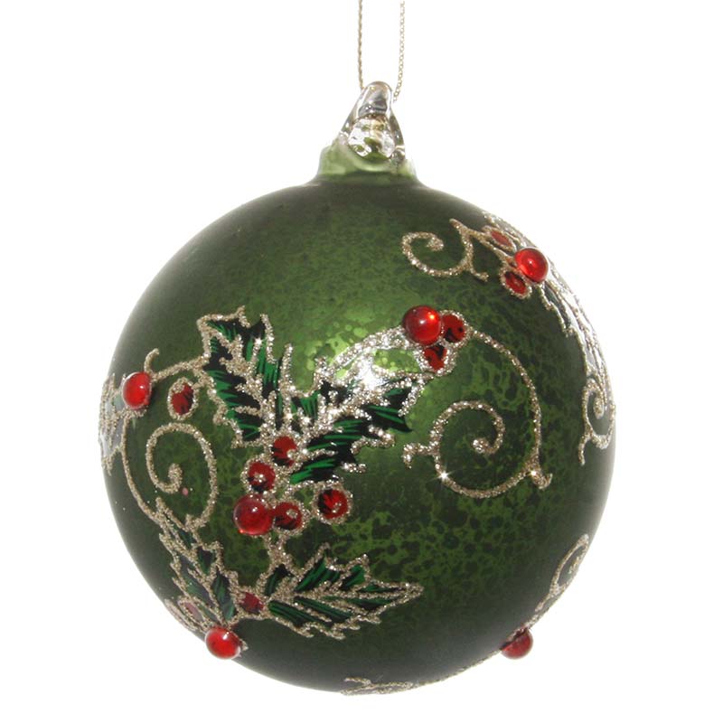 

Елочное украшение Shishi Red&Green Шар 8см, античный зеленый