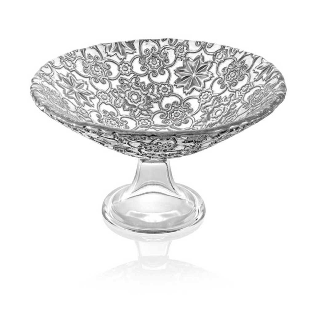 

Салатник IVV Arabesque 25см серебряные листья, Прозрачный;серебристый