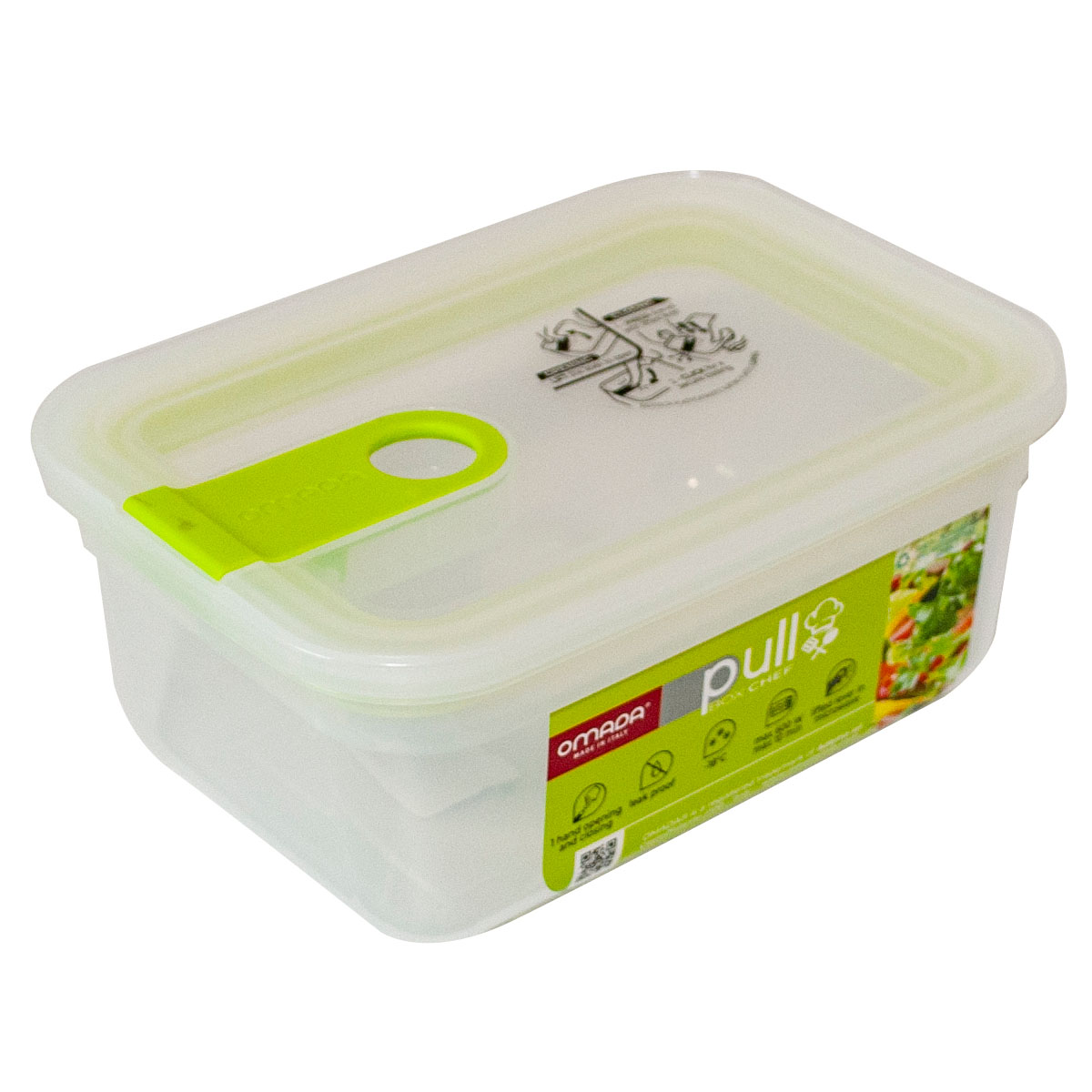 Контейнер прямоугольный Omada Pull box chef 750мл неоново-зеленый 970₽