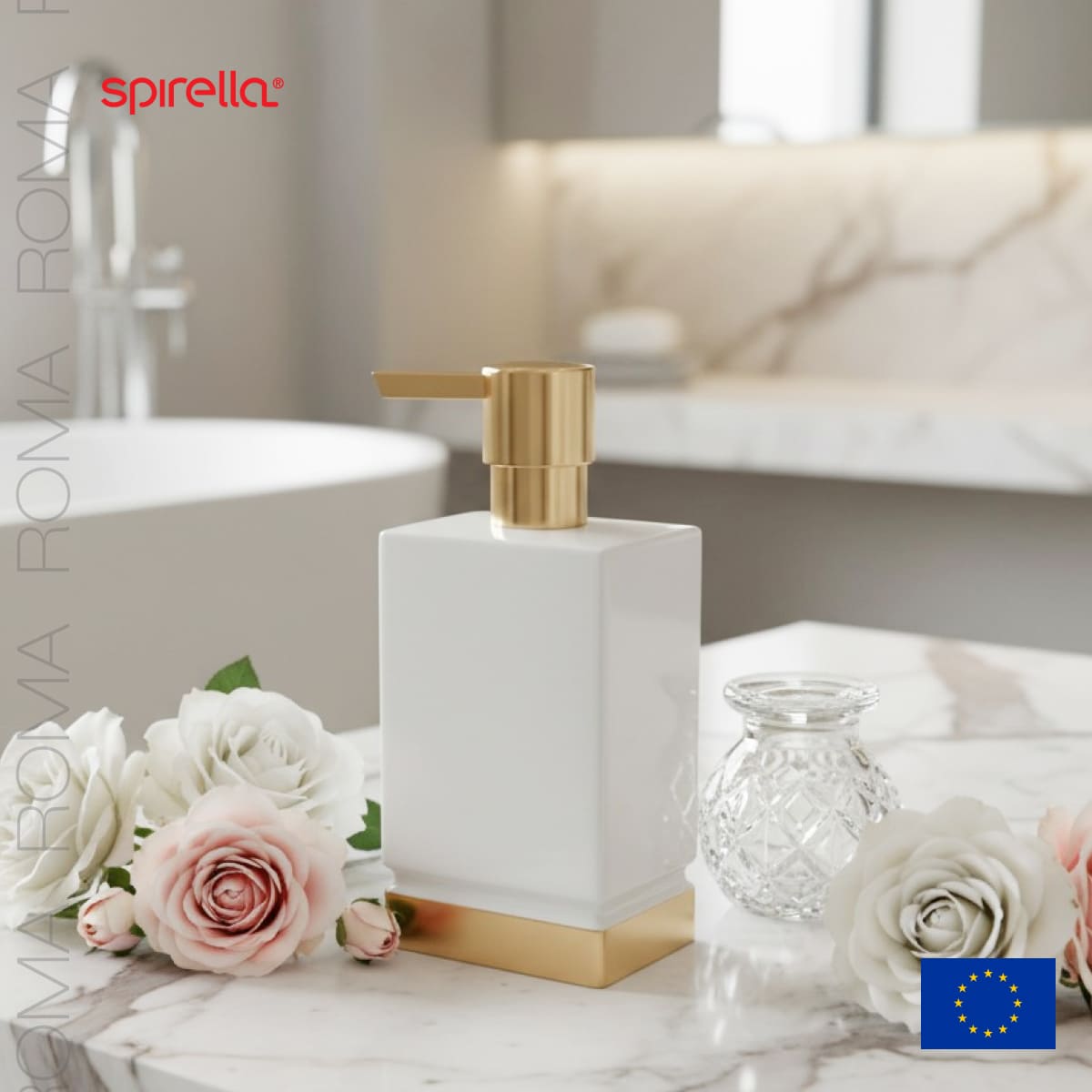 Дозатор для жидкого мыла Spirella Roma белый с золотом 2990₽