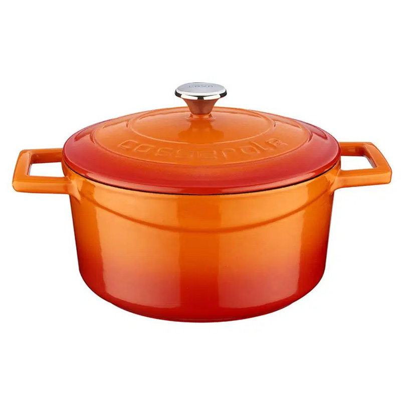 Кастрюля чугунная Lava 34л цвет оранжевый 14970₽