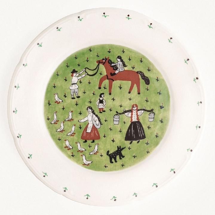 Тарелка закусочная Дымов Керамика Огород Уткина Деревня