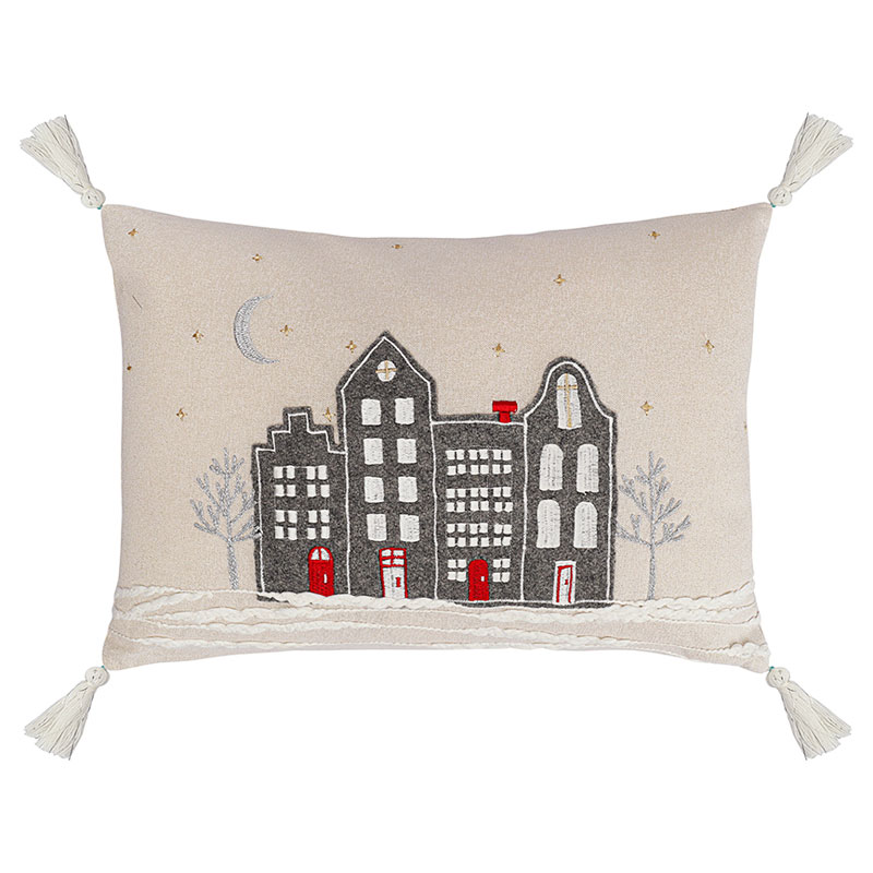 

Подушка декоративная Tkano New Year Essential Snowy Town, Разноцветный