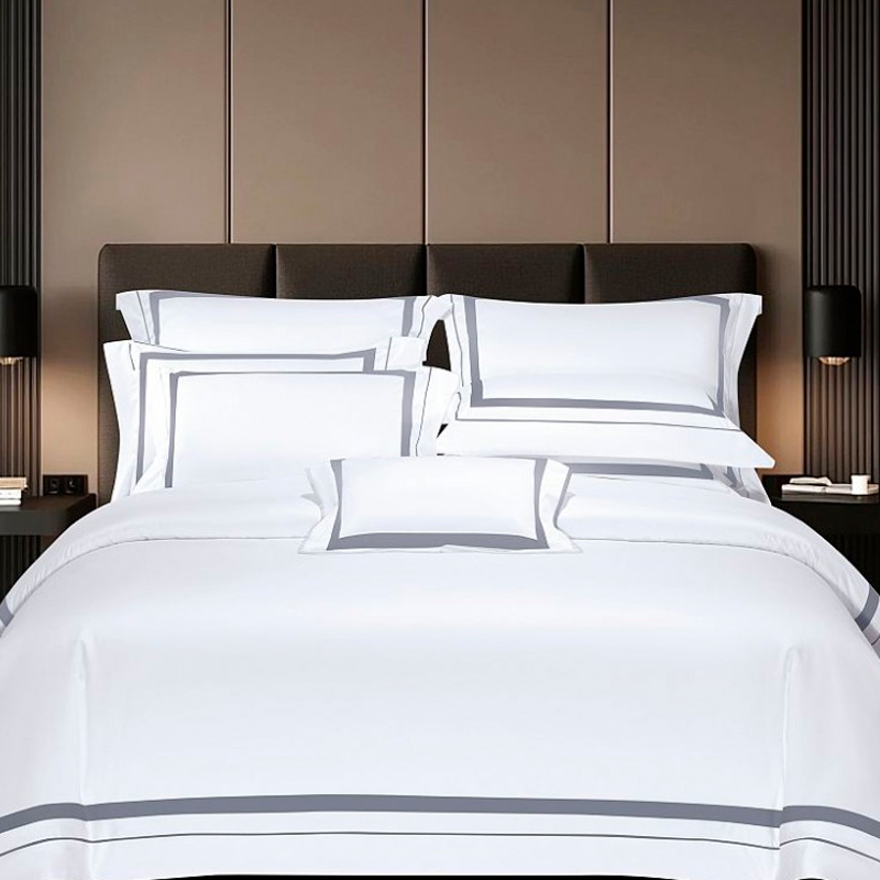 

Комплект постельного белья евро Anabella Asabella серые вставки на белом