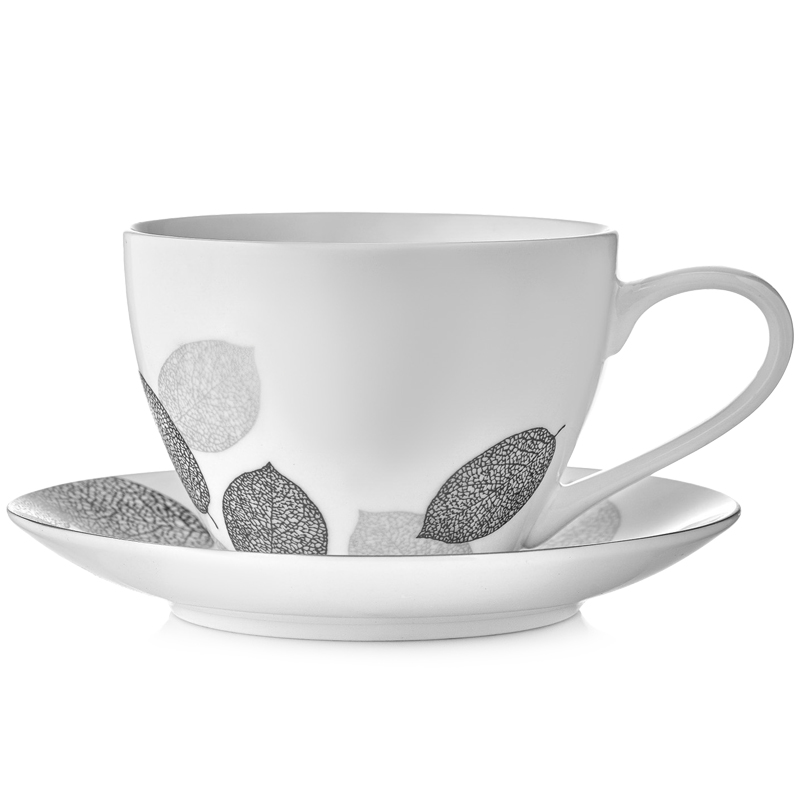 Чашка чайная с блюдцем Esprado Bosqua Platina 315мл Esprado BPL031SE303, цвет белый - фото 1
