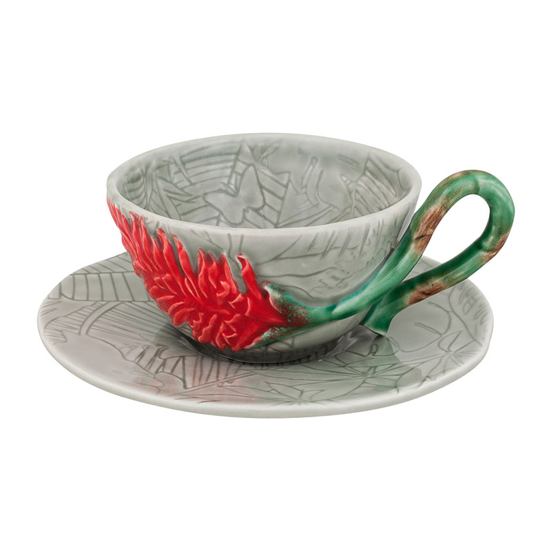 Чашка чайная с блюдцем 350мл Bordallo Pinheiro Tropical Bordallo Pinheiro 65019063, цвет серый - фото 1