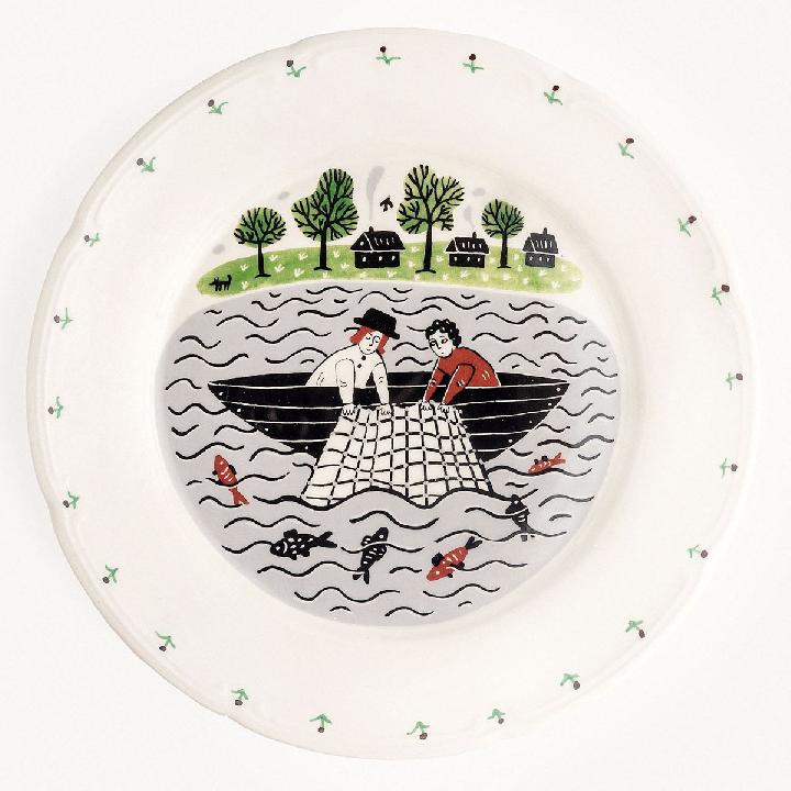Тарелка закусочная Дымов Керамика Огород Уткина Рыбалка