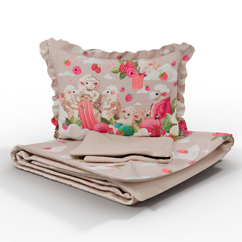 

Комплект постельного белья детский Mollen Барашки Boom пудровый