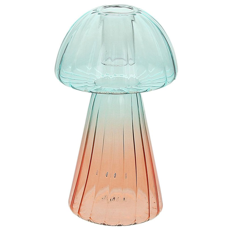 Подсвечник Andrea Fontebasso Glass Design Mushroom 15см, зеленый, оранжевый