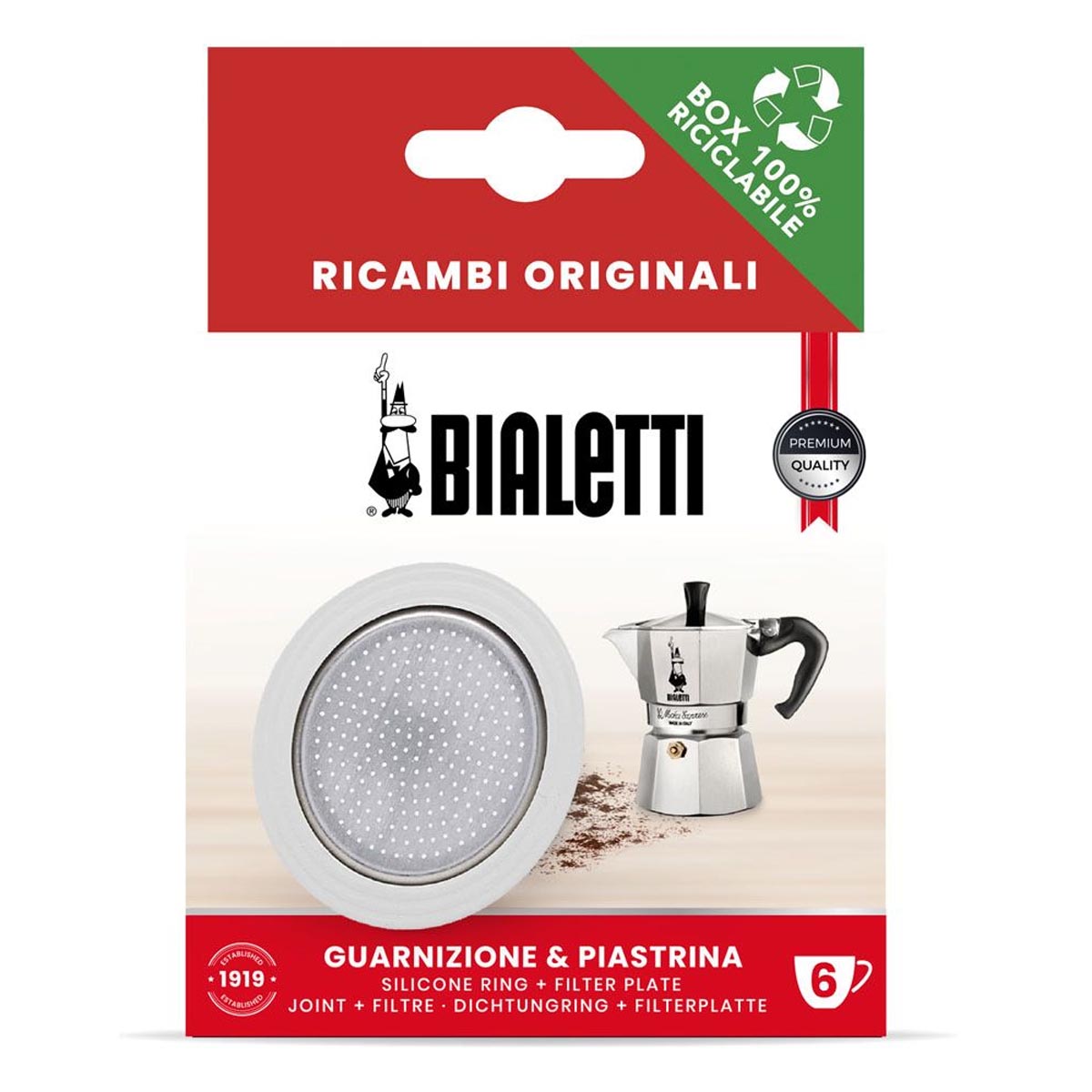 

Комплект Bialetti фильтр и уплотнитель для алюминиевых кофеварок на 6 порций, Серебристый