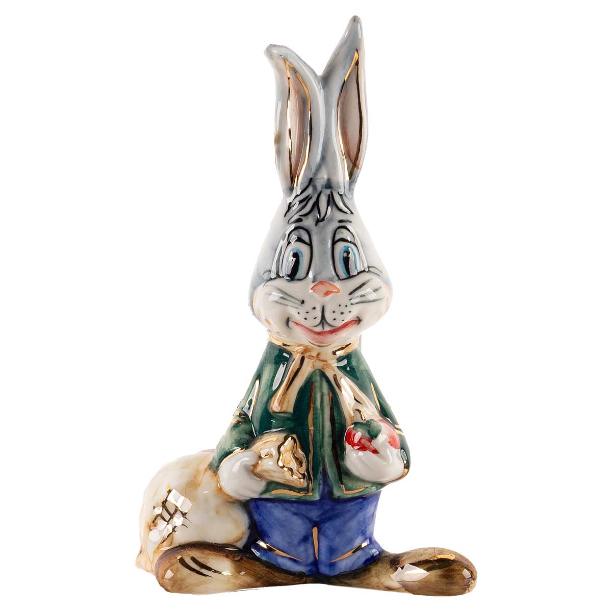 

Елочная игрушка Лефортовский фарфор Заяц с мешком яблок