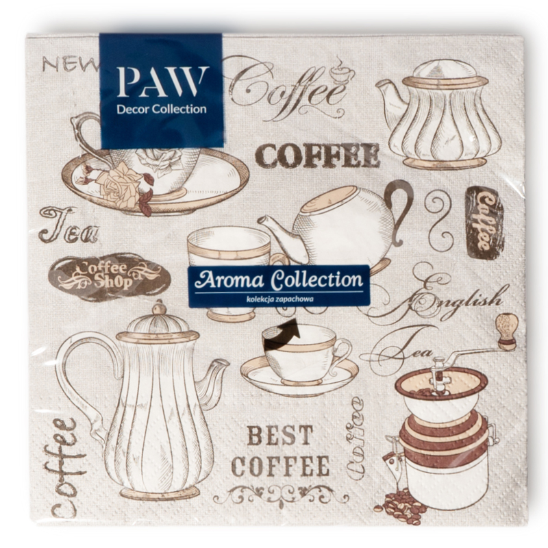Салфетки трехслойные Paw Ароматный чай или кофе, 20шт Paw SDLA010500 - фото 1