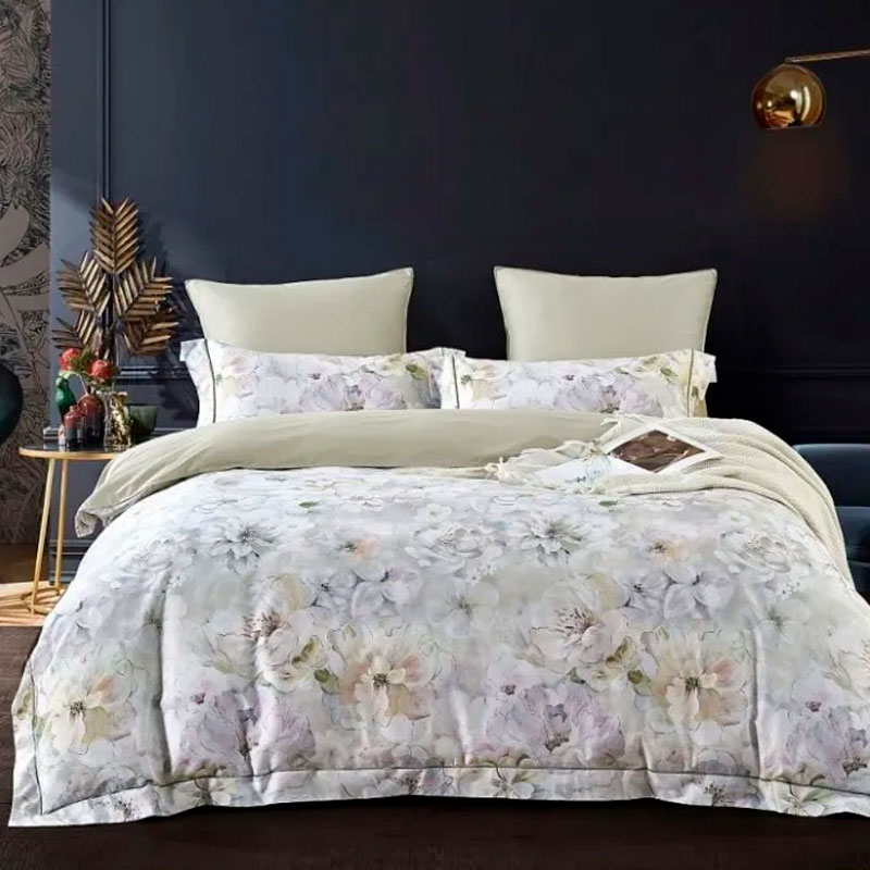 Комплект постельного белья евро Anabella Asabella цветы на бледно-оливковом 21870₽