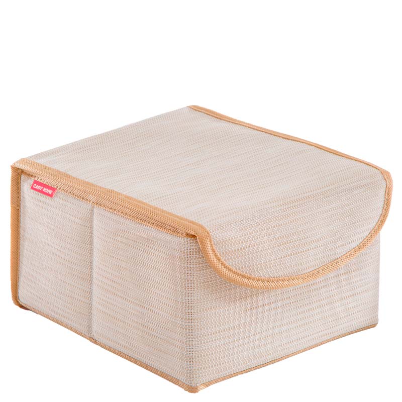 Коробка для хранения Casy Home Лен с крышкой 21x26x15см вакуумные пакеты для хранения вещей laima