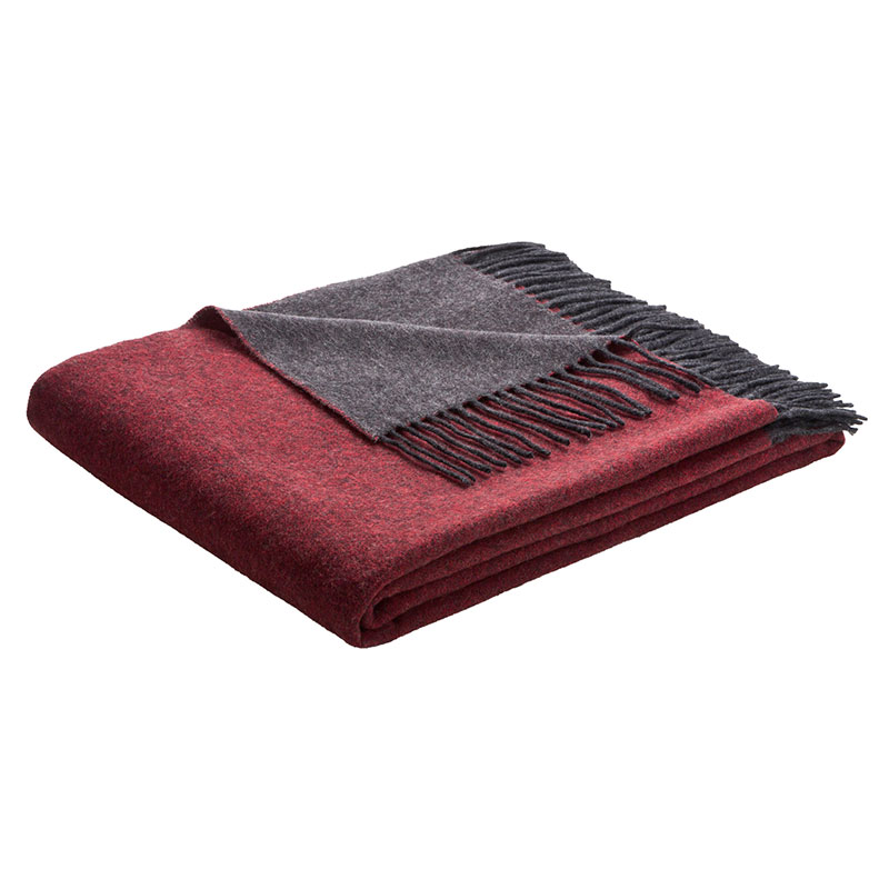 

Плед 1,5-спальный Biederlack Cosy & Luxury, серый с бордовым, Многоцветие
