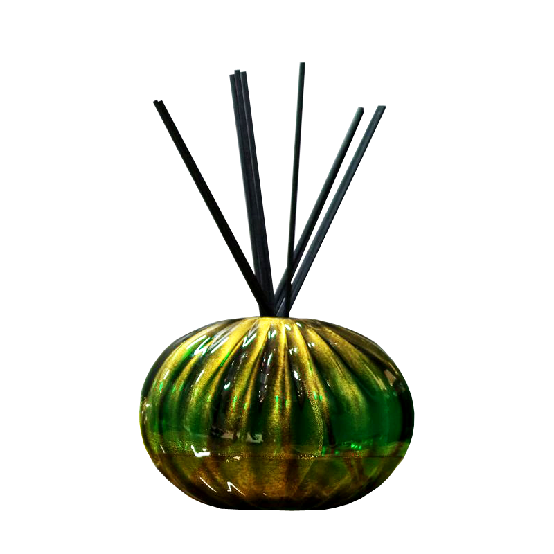 Набор Risalto Murano ваза 25л круглая Зеленое золото рефилл Vaniglia Candita 500мл 2шт палочки 40см 96600₽