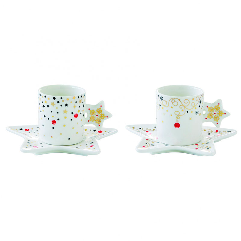 

Кофейная пара Easy Life Mery Christmas, 80 мл., фарфор, Многоцветие