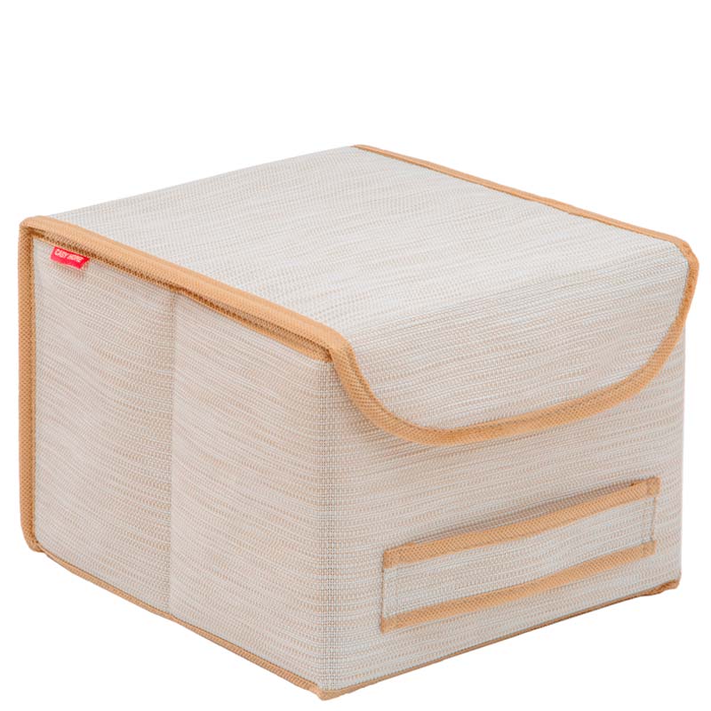Коробка для хранения Casy Home Лен с крышкой 25x27x20см корзина для хранения плетеная ручной работы с крышкой доляна