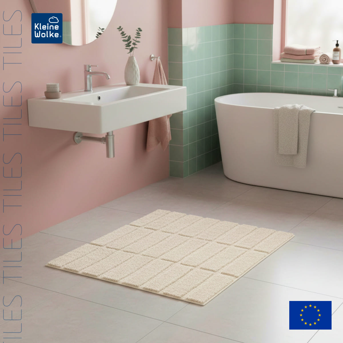 

Коврик для ванной комнаты Kleine Wolke Tiles 60x60см, бежевый