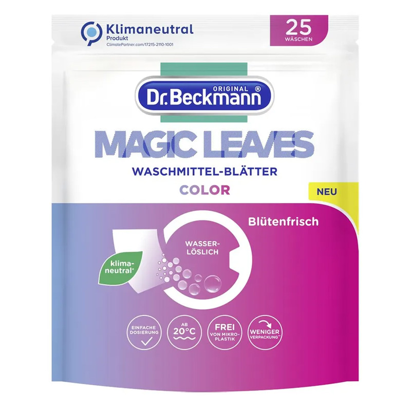 Стиральное средство Dr. Beckmann Magic Leaves в пластинах, универсальное 25 стирок Dr. Beckmann 58512, цвет белый