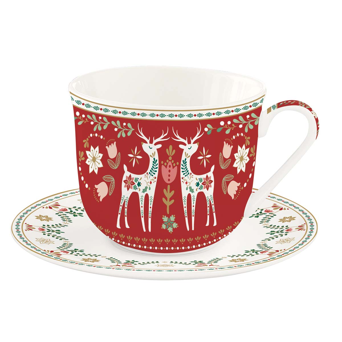 

Чайная пара Easy life Christmas Folk, Разноцветный
