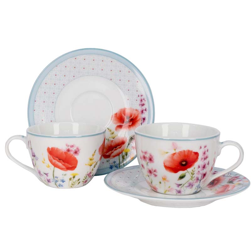 

Набор кофейных пар Easy Life Les Coquelicots 110мл, 2шт, Белый;красный