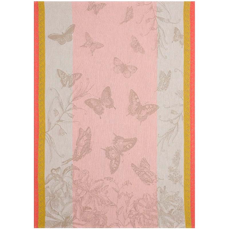 Полотенце кухонное Le Jacquard Francais Jardin Des Papillons 60x80см, цвет персиковый полотенце ножки розово персиковый р 50х70