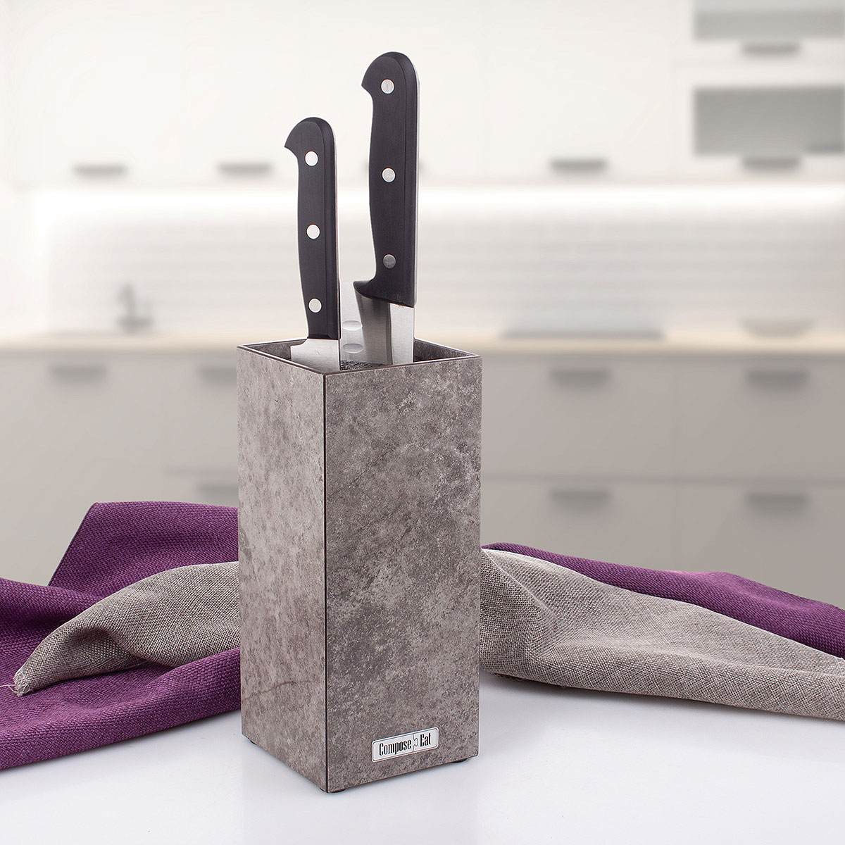 Подставка для кухонных ножей универсальная ComposeEat Everyday, песчаник гранитный ComposeEat PDN104105OA4, цвет серый