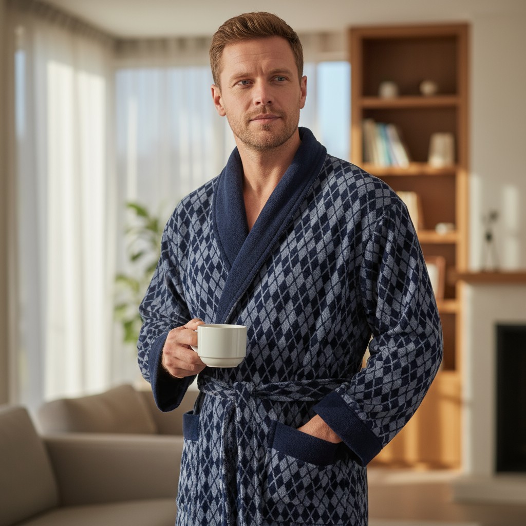 

Халат мужской Casa Lusso размер S, синий