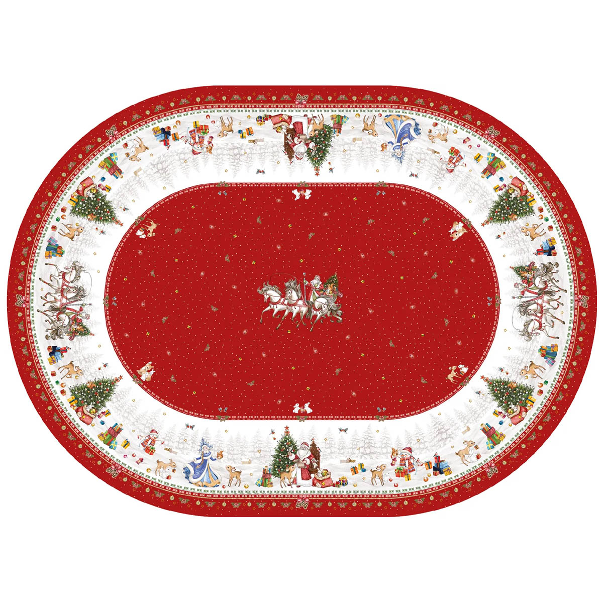

Скатерть с пропиткой овальная Santalino С Новым Годом 160x220см