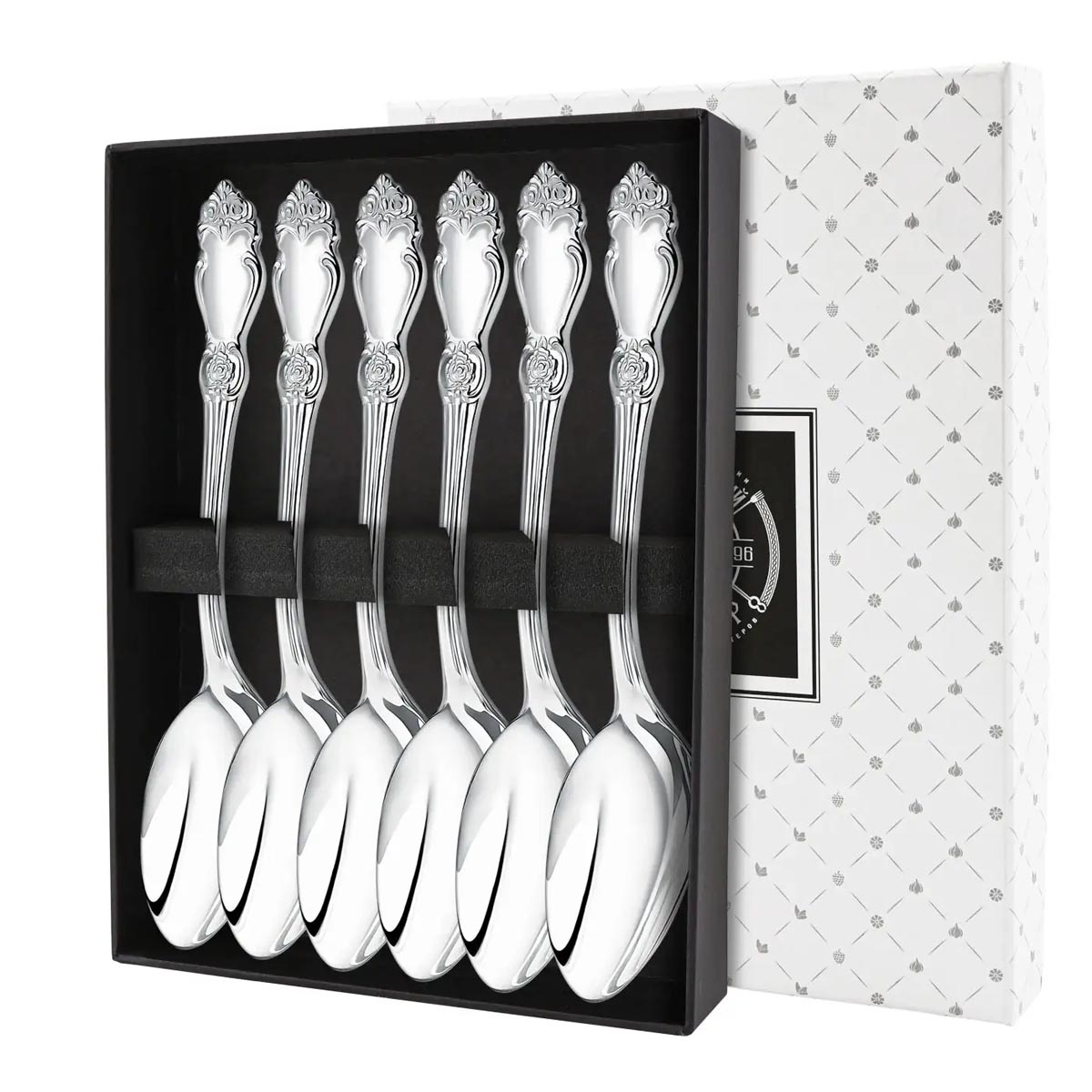 Набор чайных ложек Кольчугинский Мельхиор Серебряная роза 6шт футляре 11780₽