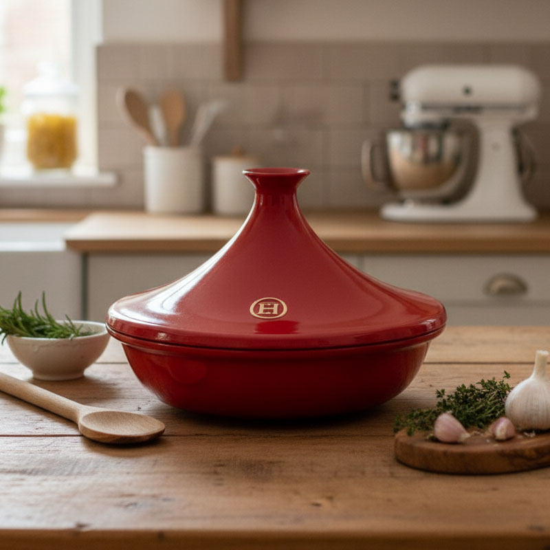 Тажин Emile Henry II, 27 см., 2 л., цвет гранат