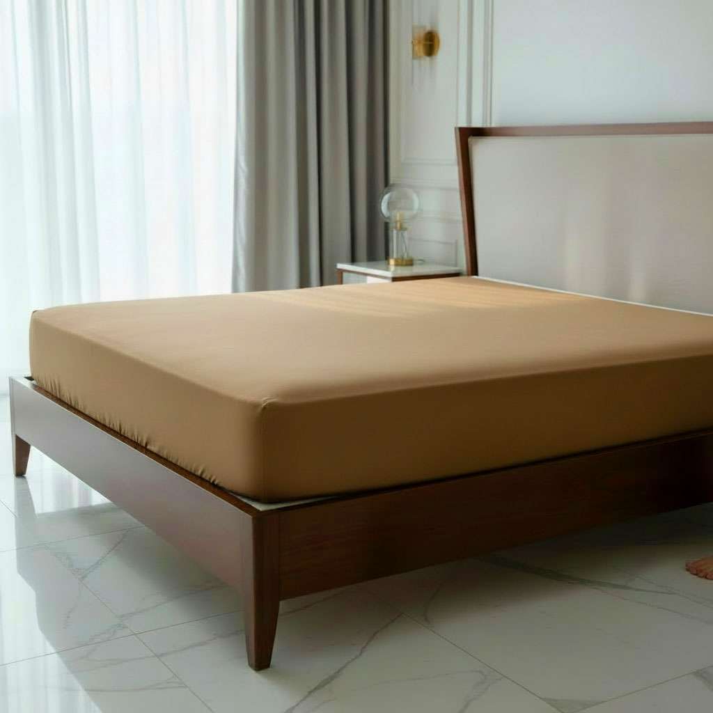 Простыня натяжная 2-спальная Pappel Comfort цвет темно-коричневый 6940₽