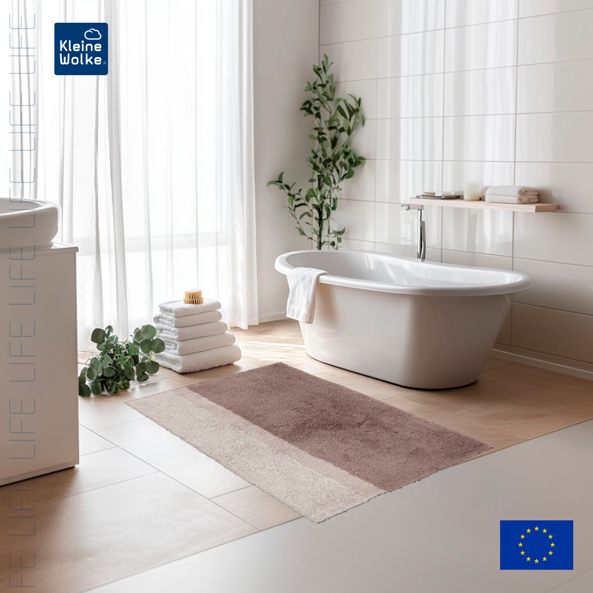 Коврик для ванной 60x100см Kleine Wolke Life песочный 9390₽