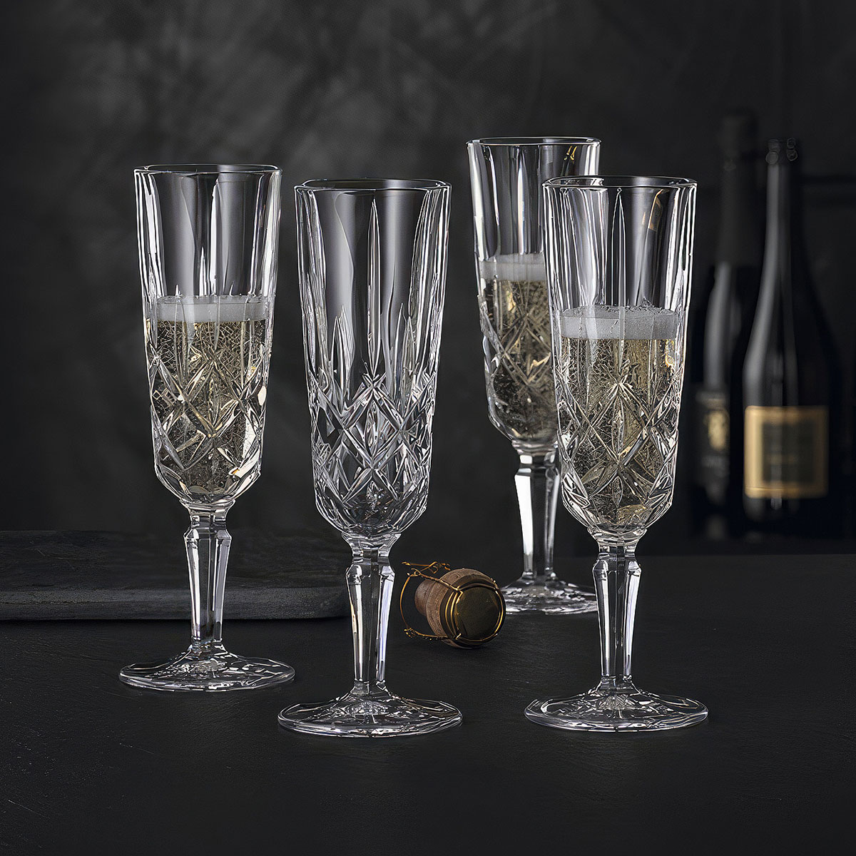 Набор бокалов для шампанского Nachtmann Noblesse, 4шт доска разделочная для подачи и сервировки с менажницей adelica 28×10×1 8 см берёза