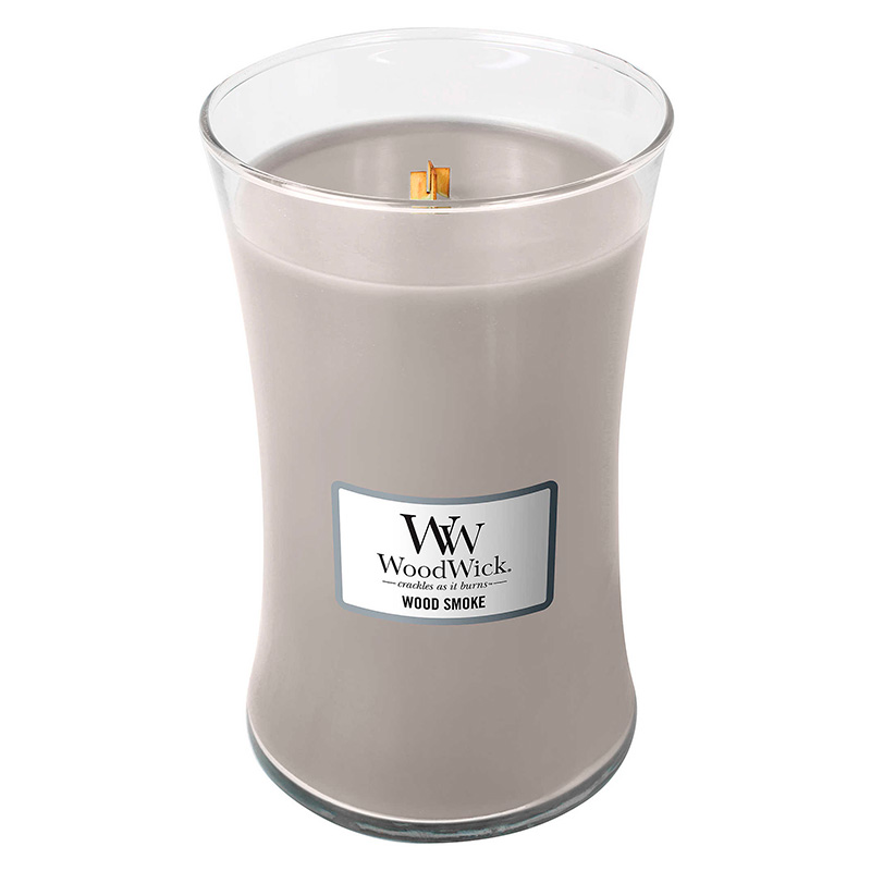 

Свеча большая Woodwick Древесный дым, Серый