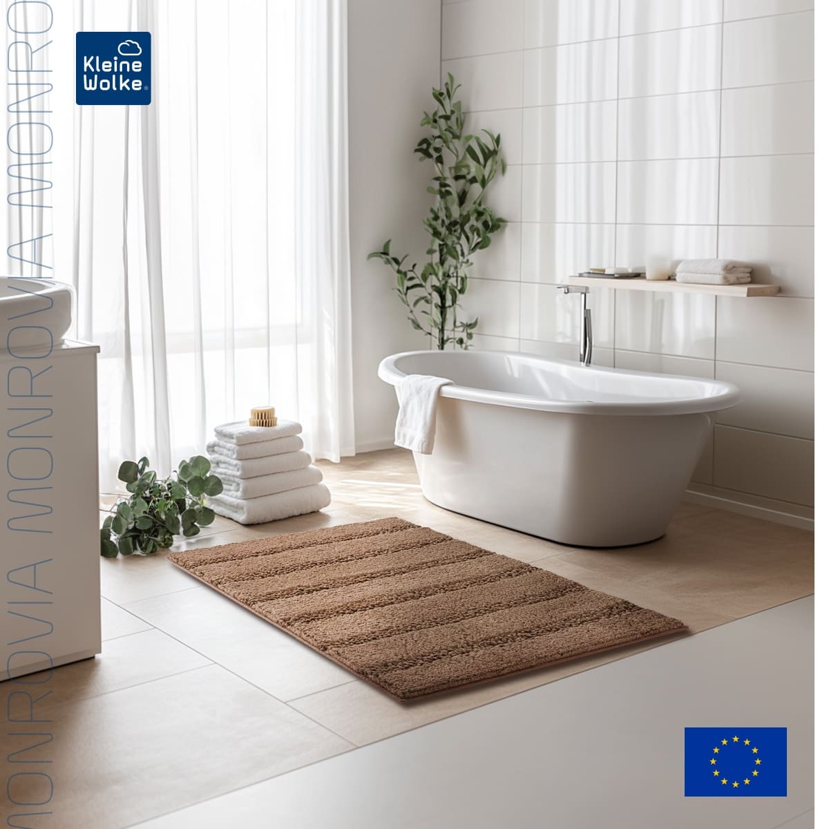 

Коврик для ванной 70x120см Kleine Wolke Monrovia, темно-бежевый