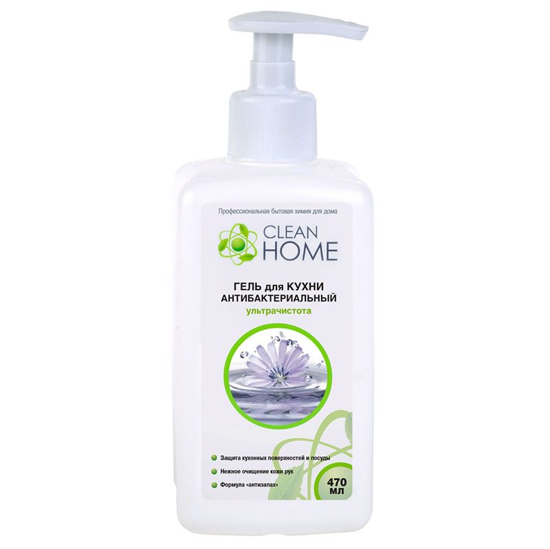 Гель для кухни Clean Home антибактериальный ультрачистота 470мл Clean Home 492, цвет белый