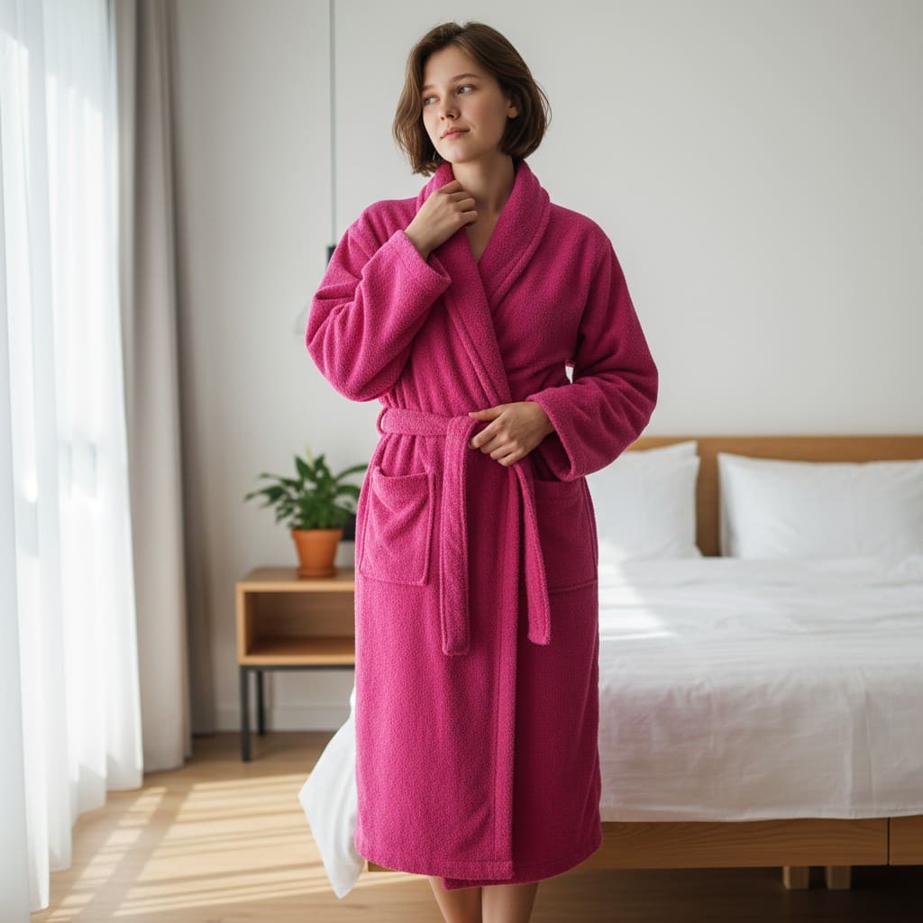 

Халат махровый Lameirinho Basic размер L, карминовый