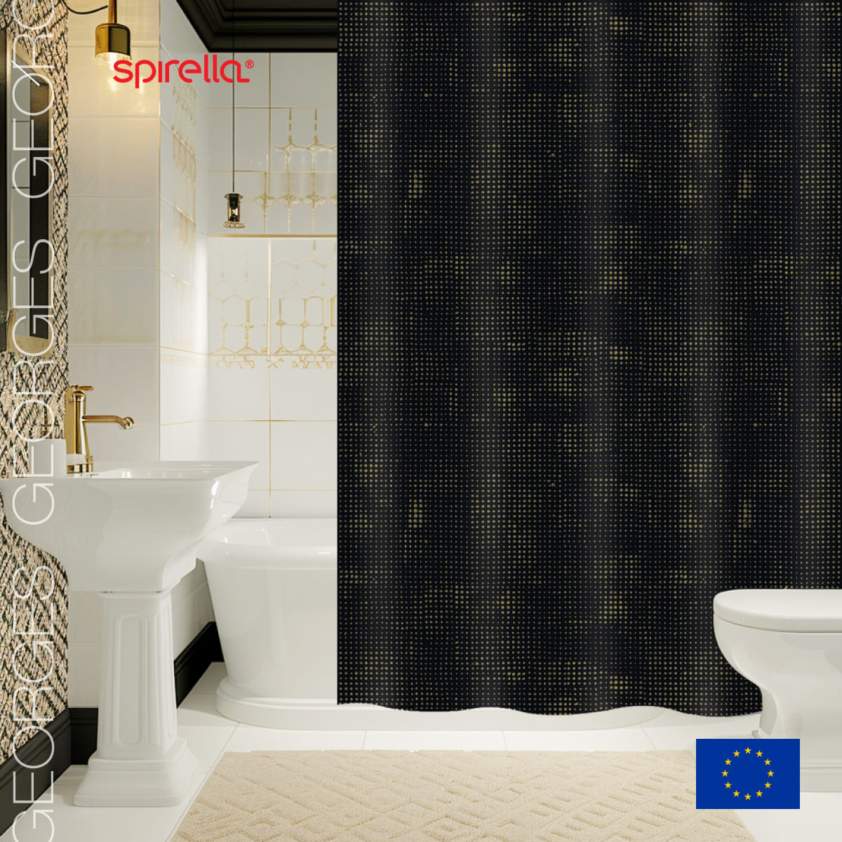 

Штора для ванной комнаты Spirella Georges black&gold
