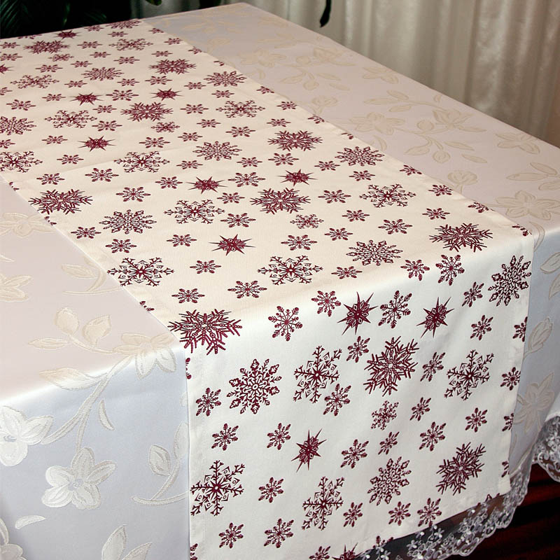 

Дорожка столовая "Снежинка бордо" 50x150, Белый