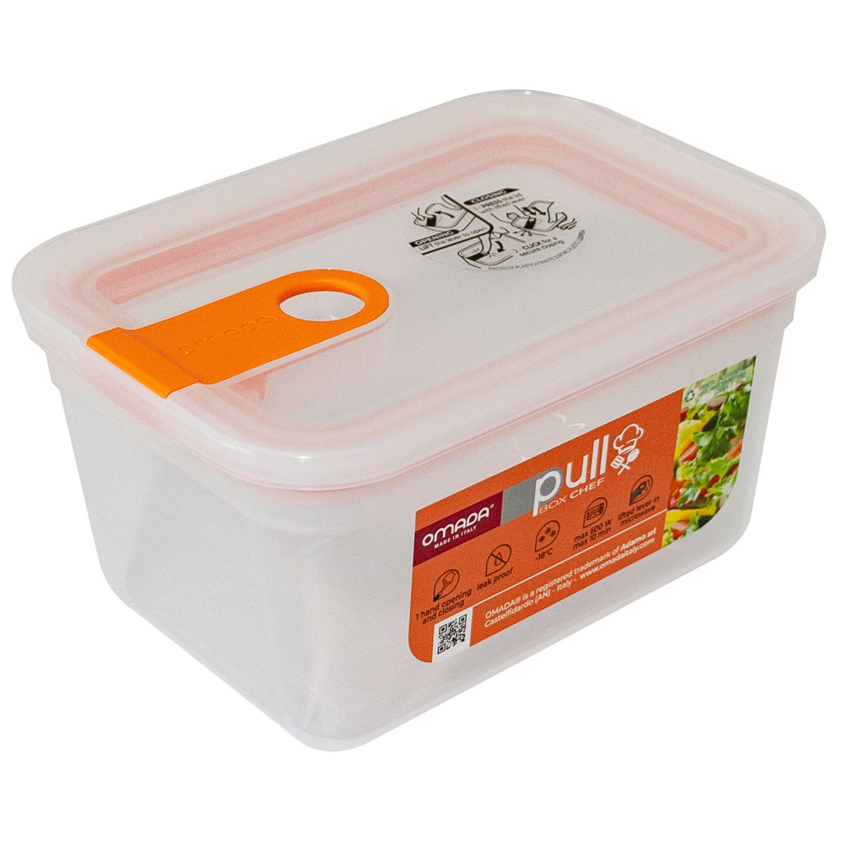 Контейнер прямоугольный Omada Pull box chef 1000мл оранжевый 1100₽