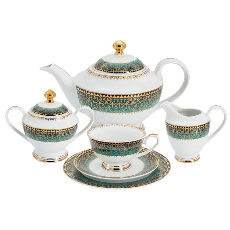 Сервиз чайный Anna Lafarg Midori Бухара зеленый, 23 предмета на 6 персон ethereal blue сервиз на 6 персон