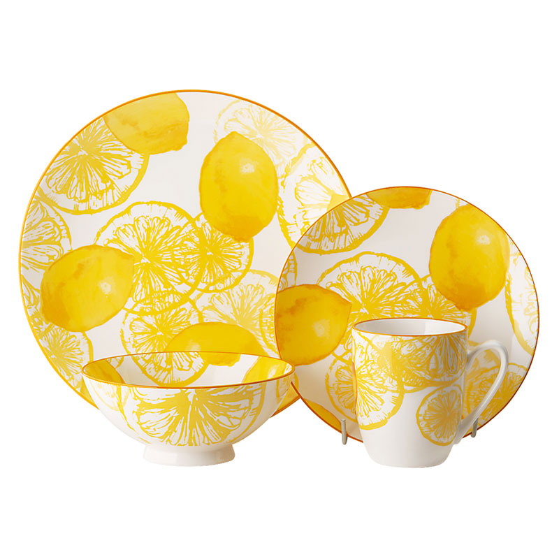 

Чайно-столовый набор на 4 персоны Top Art Studio Лемон Фестиваль 16 предметов, желтый