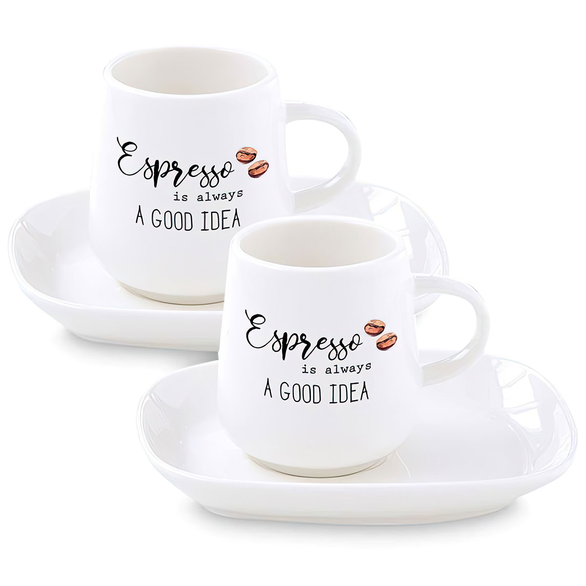 Набор чашек для кофе с блюдцами Easy Life Kitchen Elements, 2шт Easy Life R1905/KITE, цвет белый